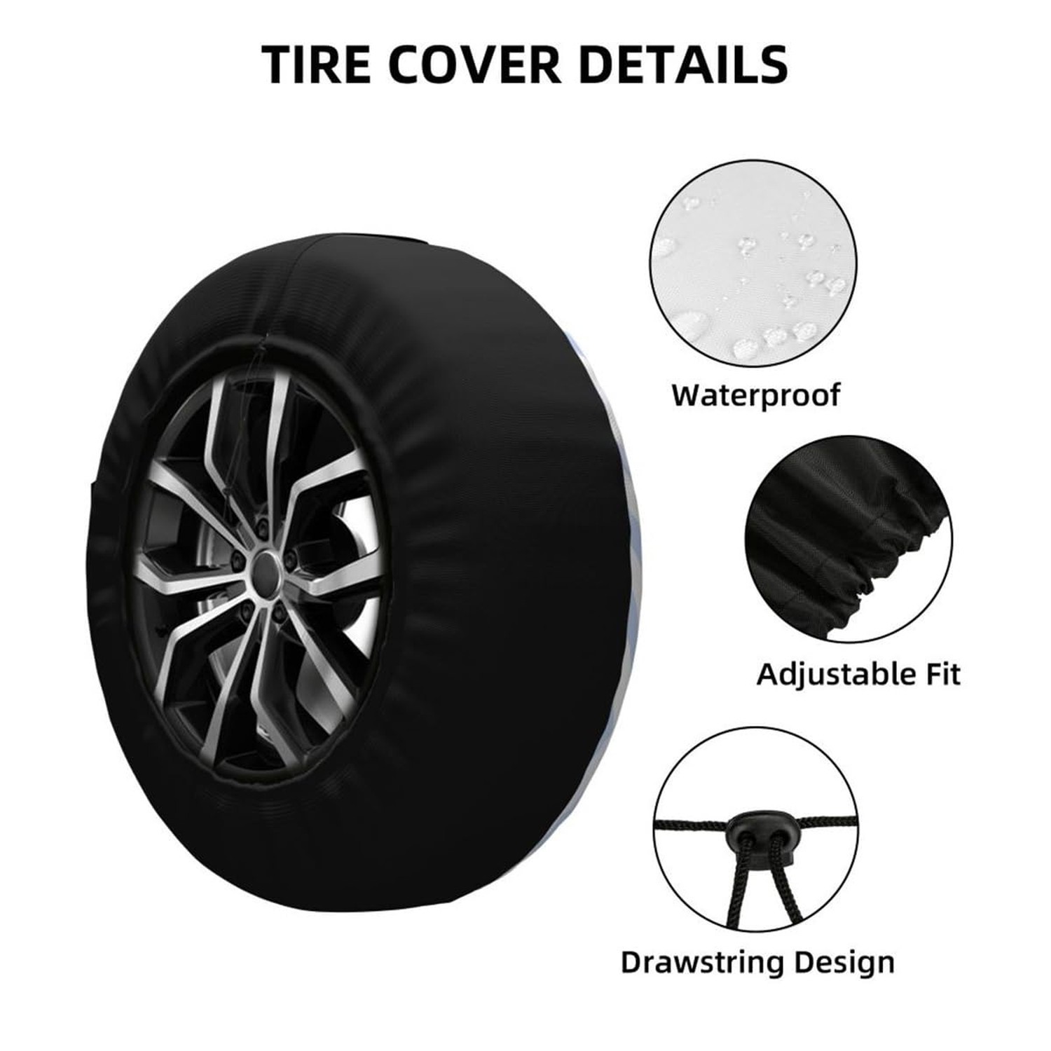 Skeleton in Hammock Spare Tire Cover Beautiful Life White Black Background Wh…