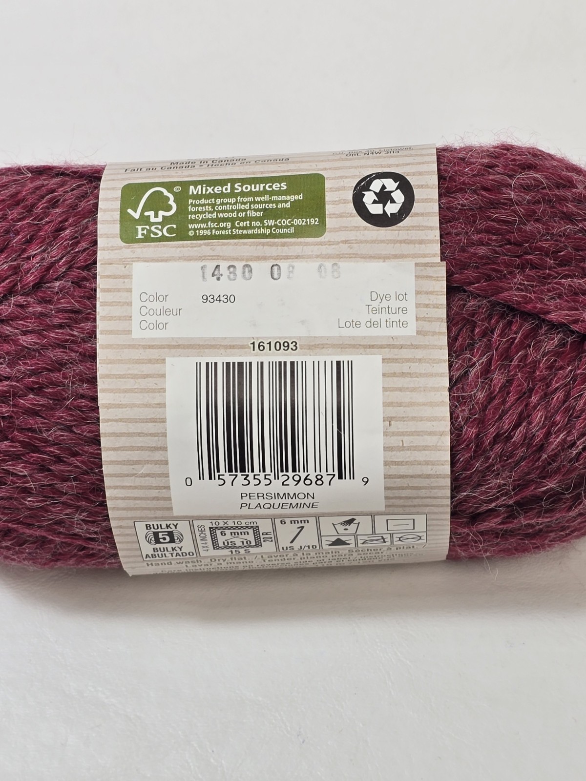 Persimmon 93430 Bernat Alpaca Natural Blend Yarn 3.5oz 100 g