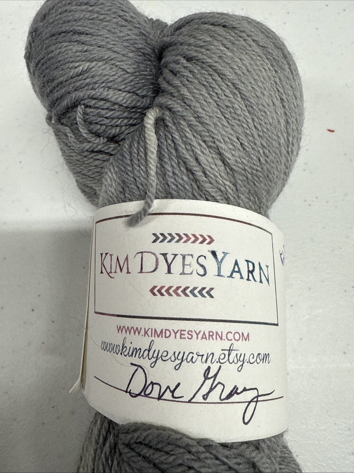 Kim Dyes Yarn MCN SW Fingering 2 Skein Lot Shades Grapefruit And Dove Gray