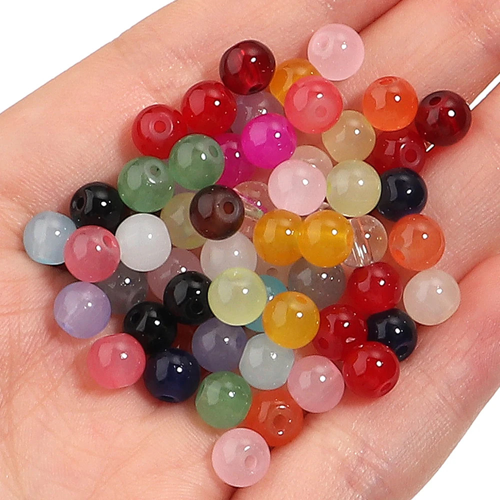 50Pcs/Lot 6Mm Glass round Beads Multicolor Loose Spacer Beads for Jewelry Making