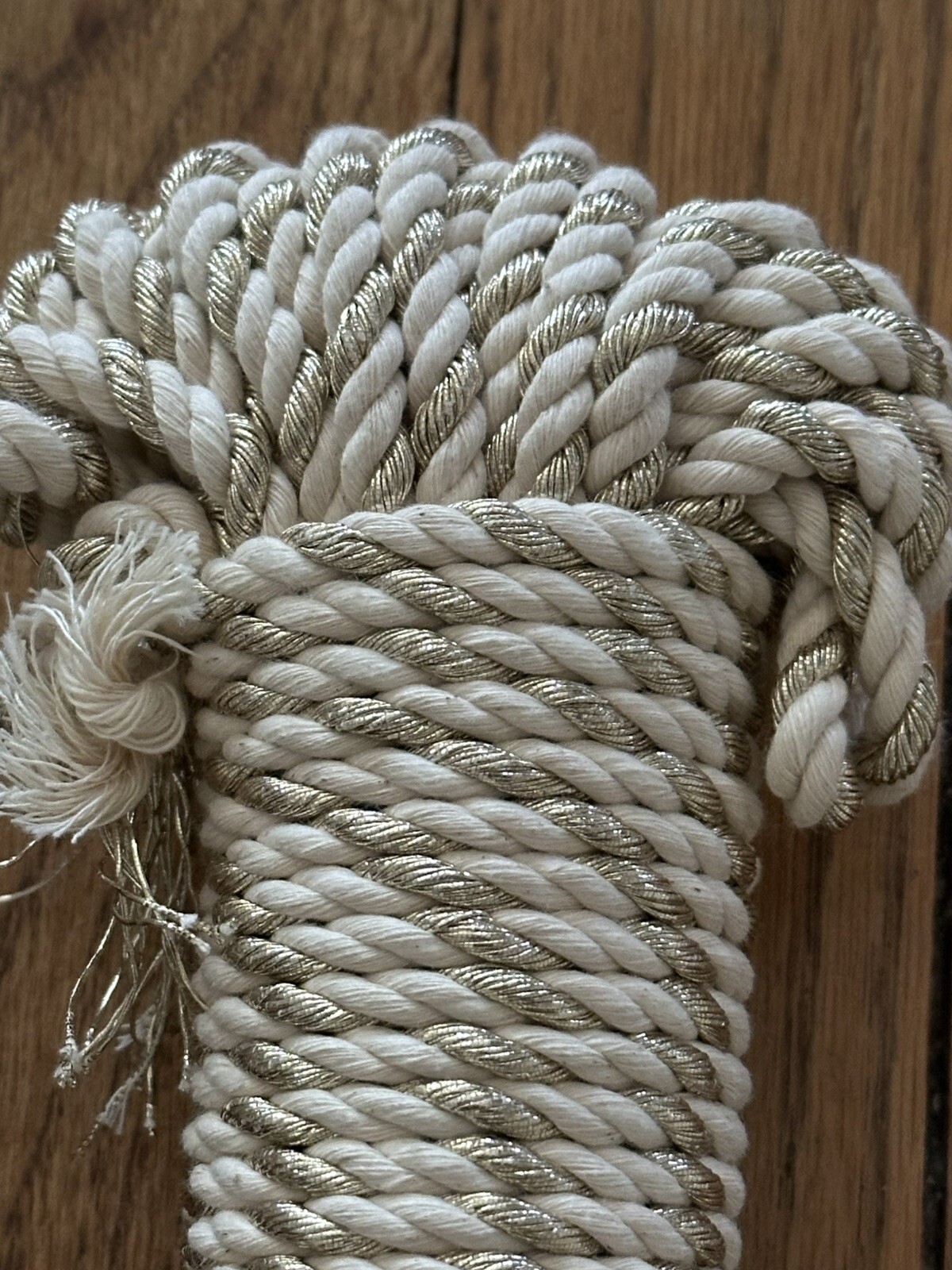 Macrame Cord Lot of Two 5mm Cotton Rope Bundle Metallic Gold Natural Modern MCM