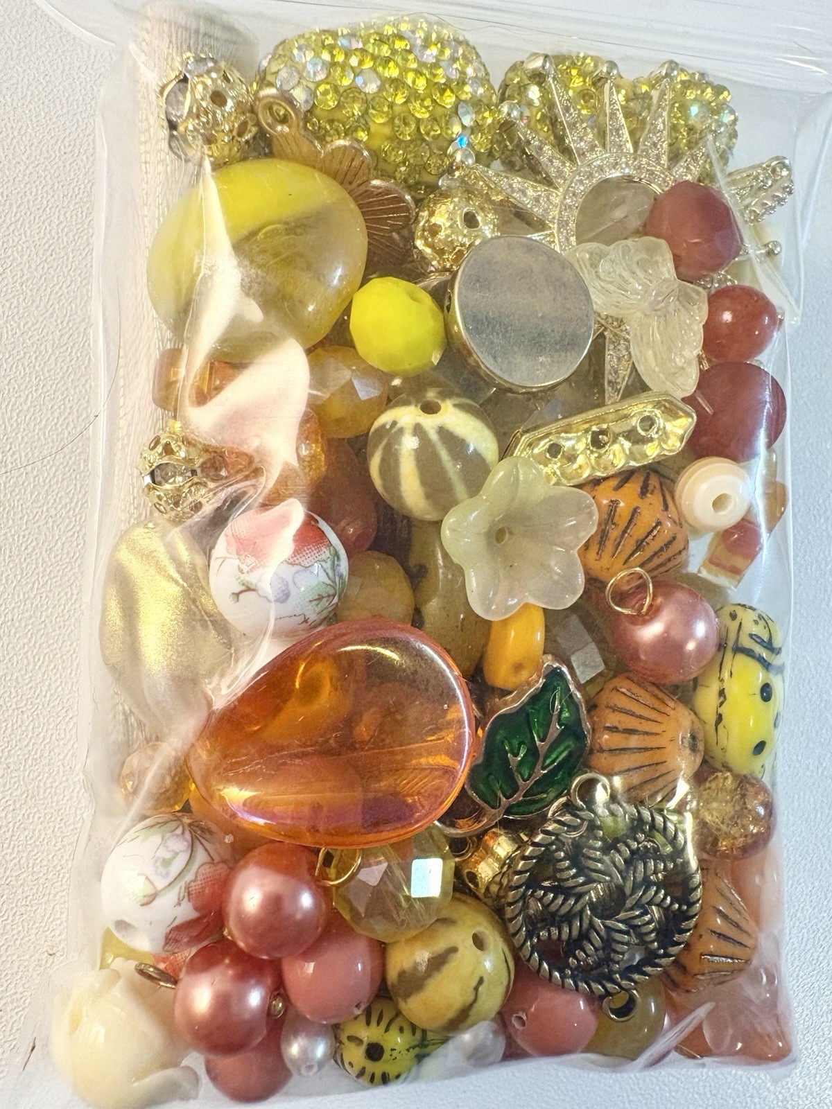 Yellow Sun BEAD MIX for Jewelry Making – Glass, Gemstone, Boho, Charms