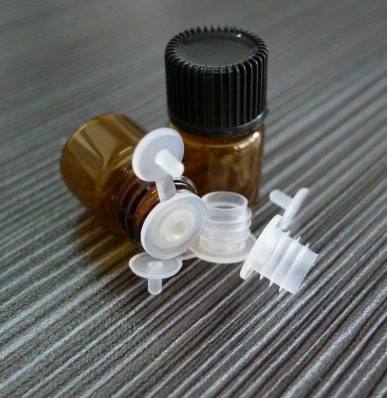 100Pcs 1ml Amber Glass Bottles Essential Oil Brown Bottles Vials With Screw Caps