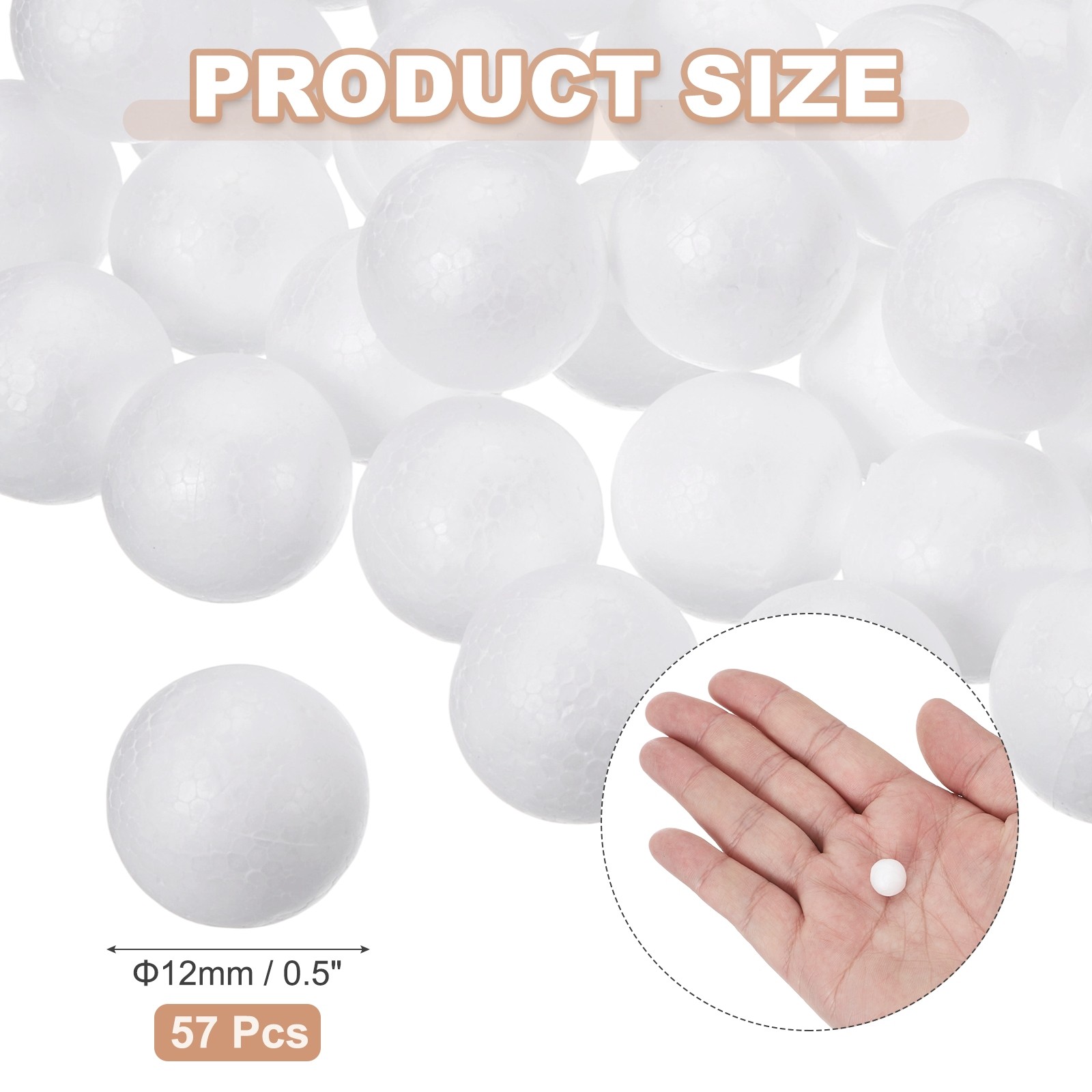 57 Pcs White Foam Balls 0.5 Inch Polystyrene Foam Ball for Crafts
