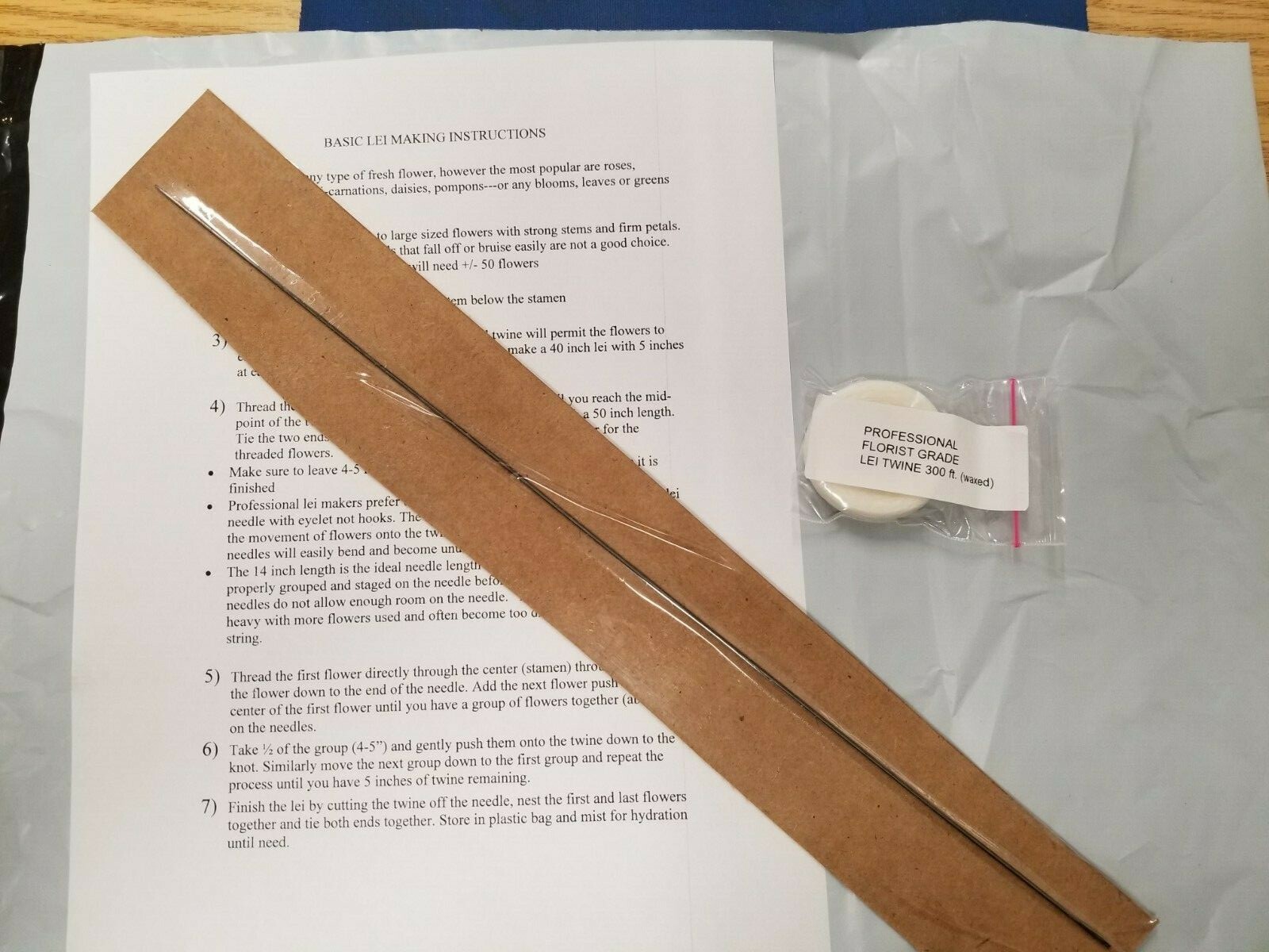 Single Lei Needle Kit w/Twine & Instructions. BUY 2 GET 1 FREE SALE!