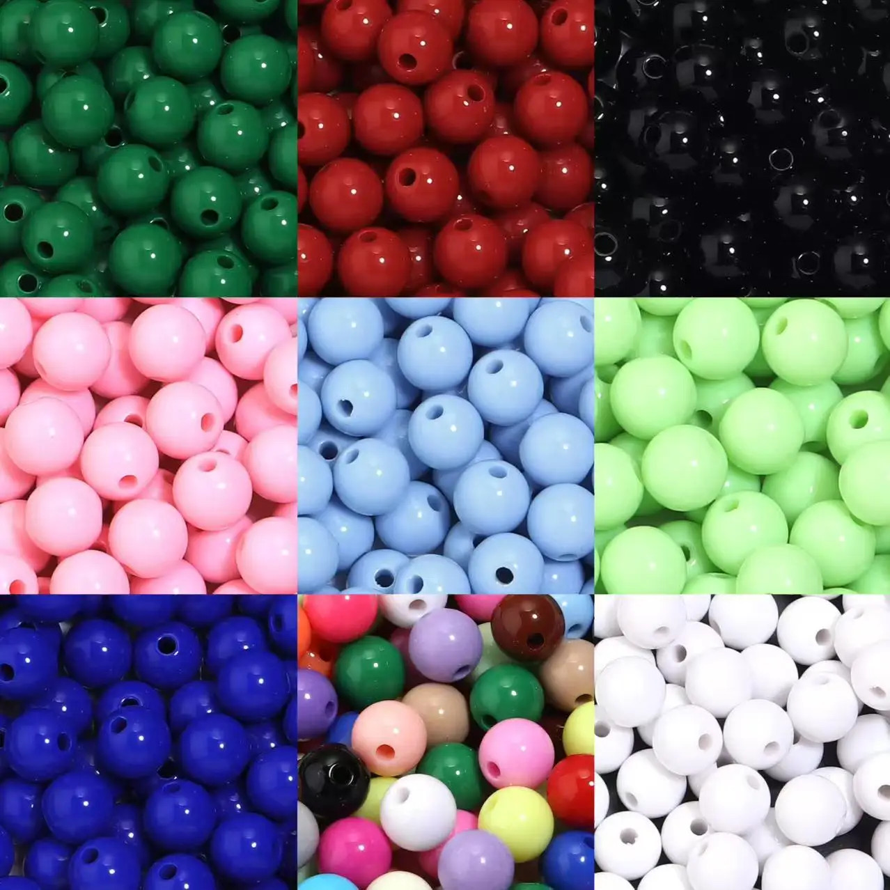 10-100Pcs/Lot 6-20Mm Solid Color round Acrylic Beads Loose Spacer Beads for Jewe
