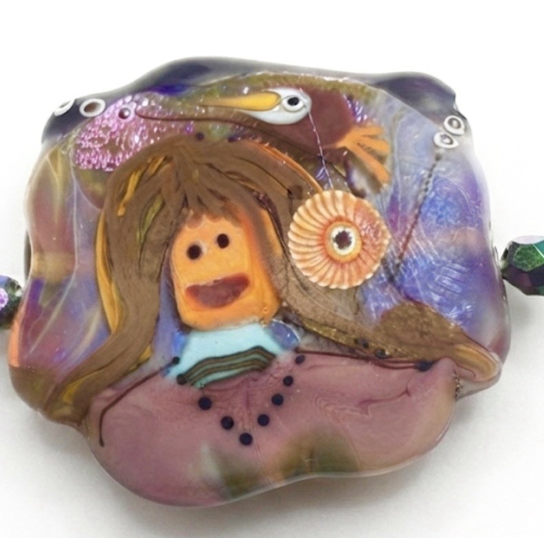 Manuela Wutschke Lampwork Bead Set 7pc Abstract Girl Face Focals – Archival NOS