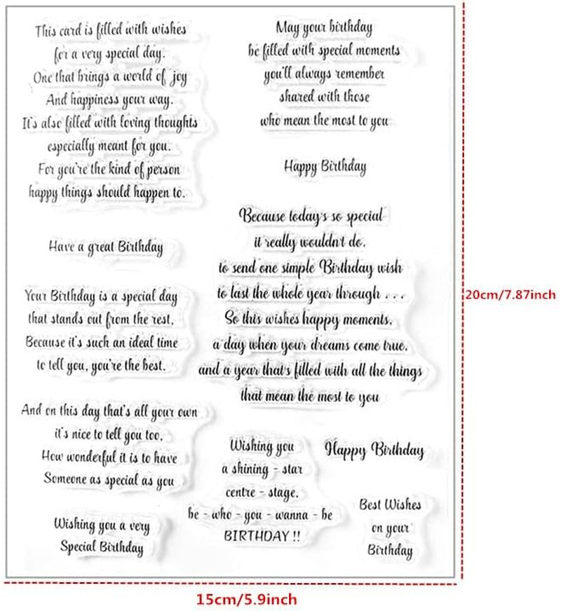 Birthday Sentiment Clear Stamps for Card Making and Journaling,Verse Silicone St