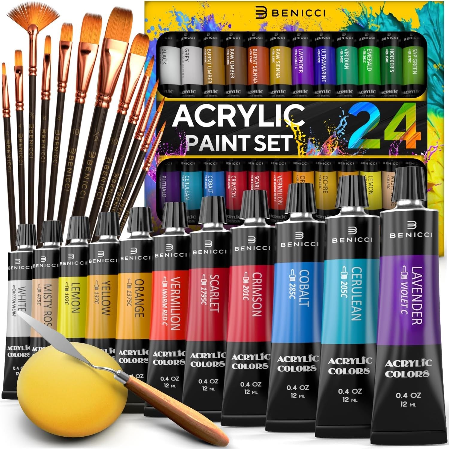 Affordable 24-Color Acrylic Paint Set with Brushes & Accessories – Perfect Gift!