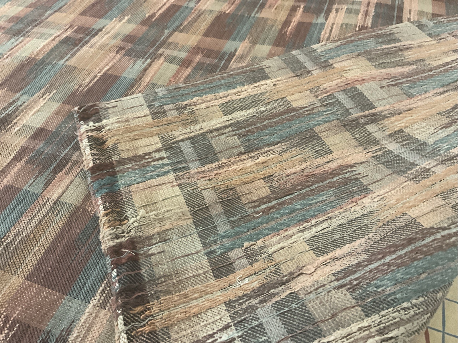 Abstract Brushed Plaid Design – Earth Tone Rustic Colors – 57” Wide 1 Yard