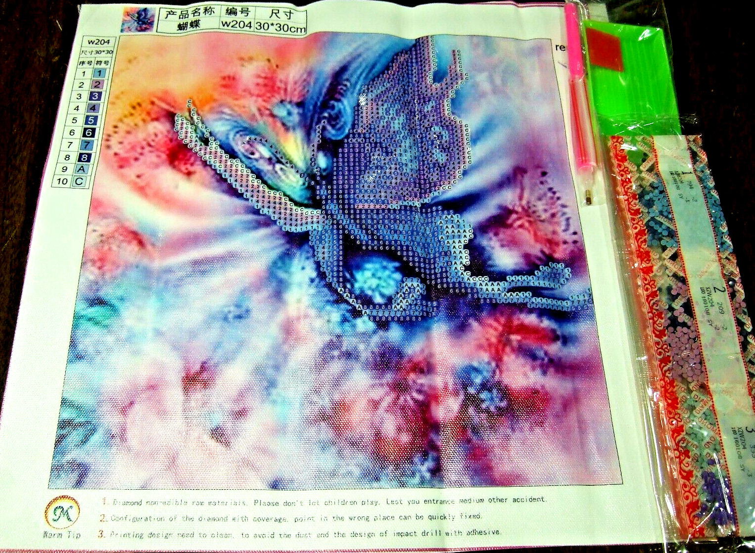 Pastel Purple Butterfly 3D Round Diamond Cross Stitch Painting Kit – NIP (#177)