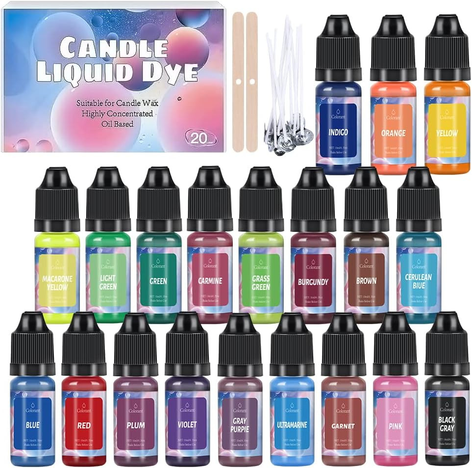 Candle Dye 20 Colors Liquid Candle Making Dye for DIY Candle Making Supplies Kit