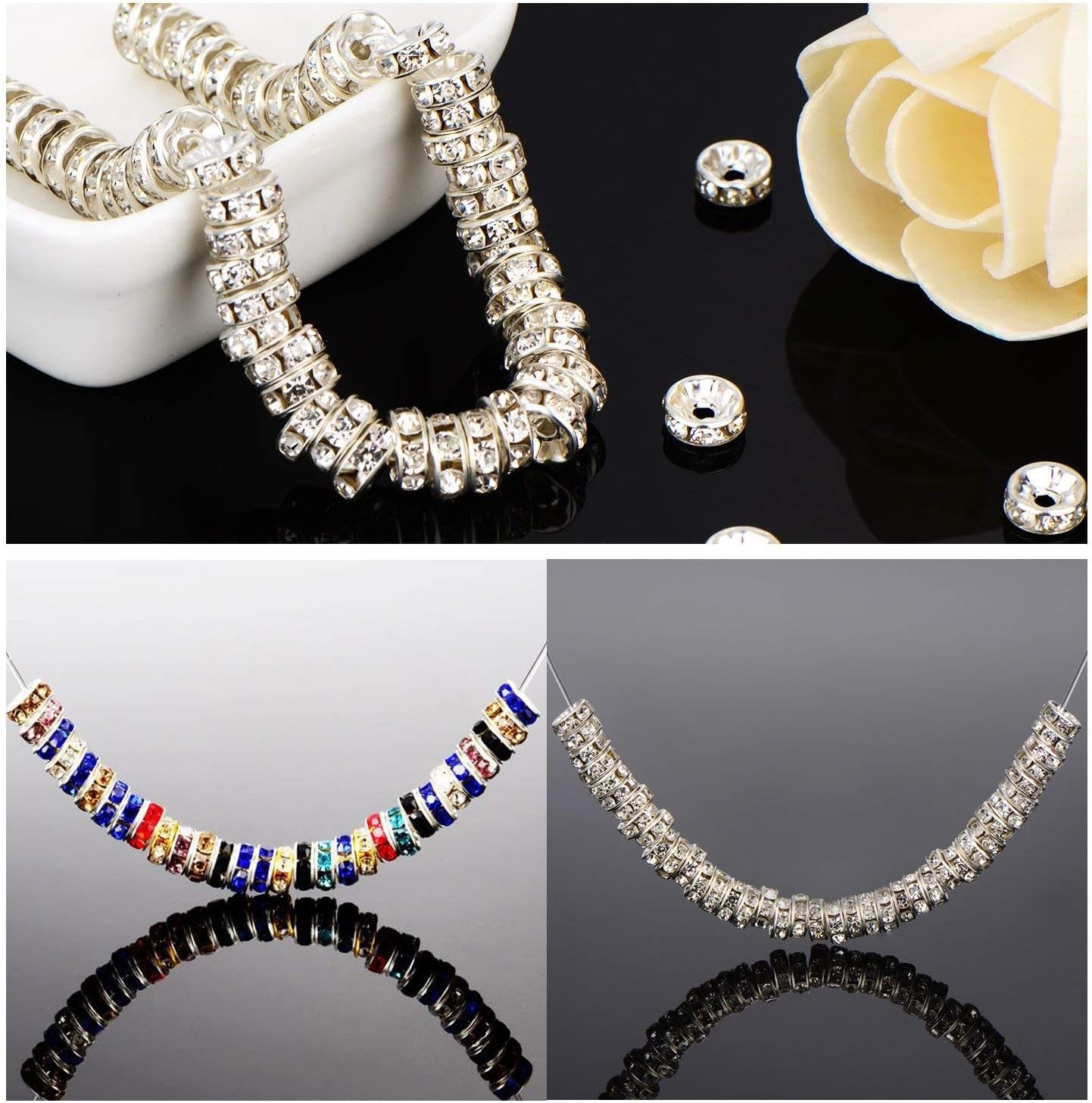 100pcs 8mm Crystal Rondelle Spacer Beads Colorful 2mm Hole Jewelry Making