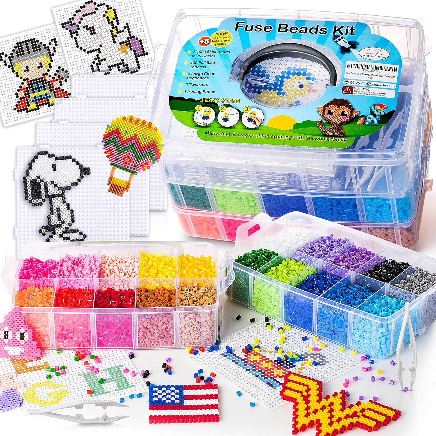 XXL Fuse Beads Kit, Melty Melting Beads for Kids Crafts | Iron for Kids Kit – Fu