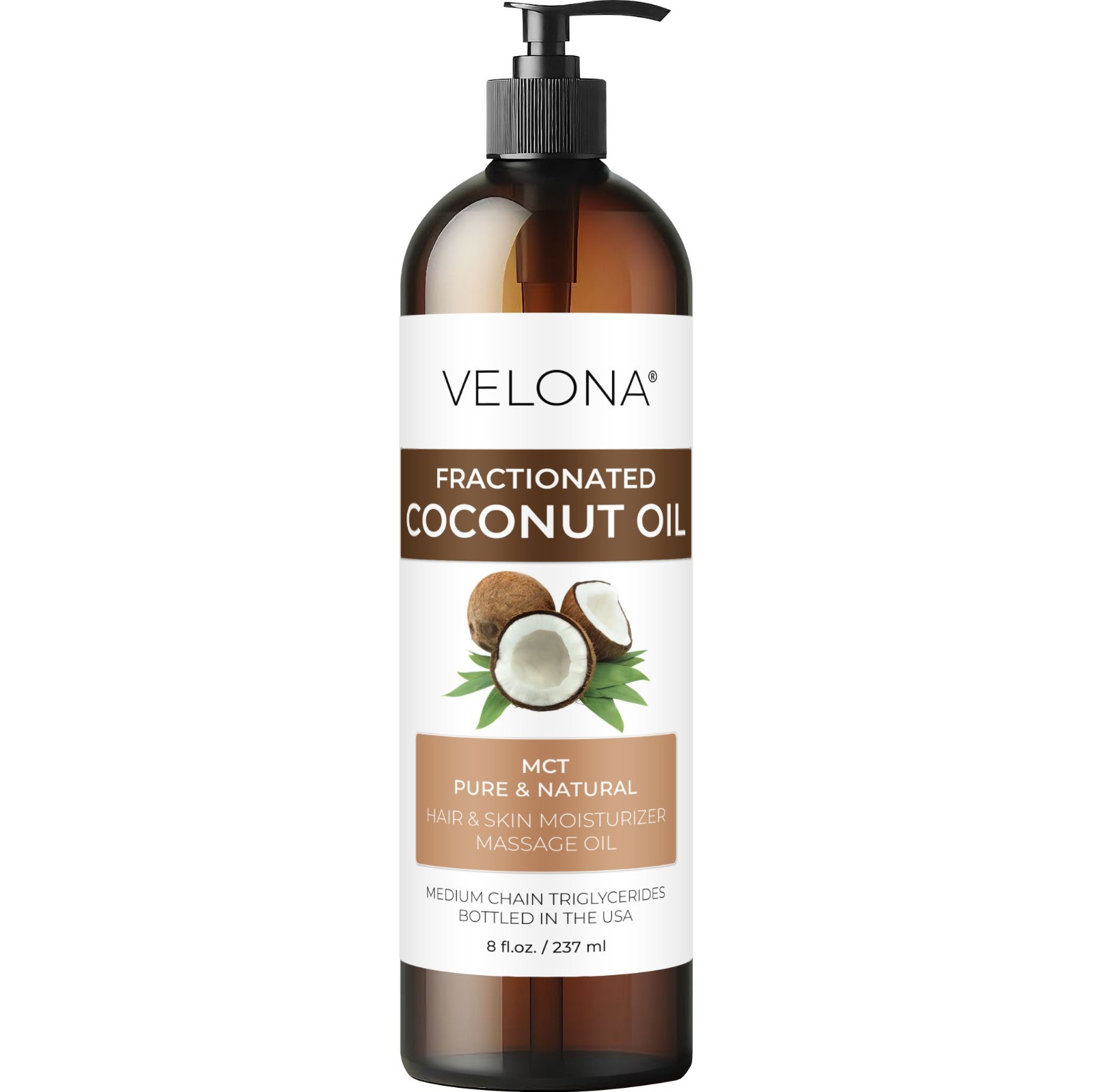 Coconut Oil by Velona – 2oz-7lb Fractionated Ultra Refined Skin Face Body Hair