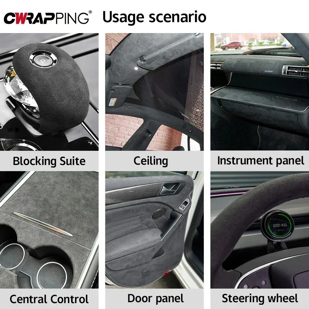 Car Interior Modification Stickers High-quality Suede Fabric Vinyl Auto Self-add