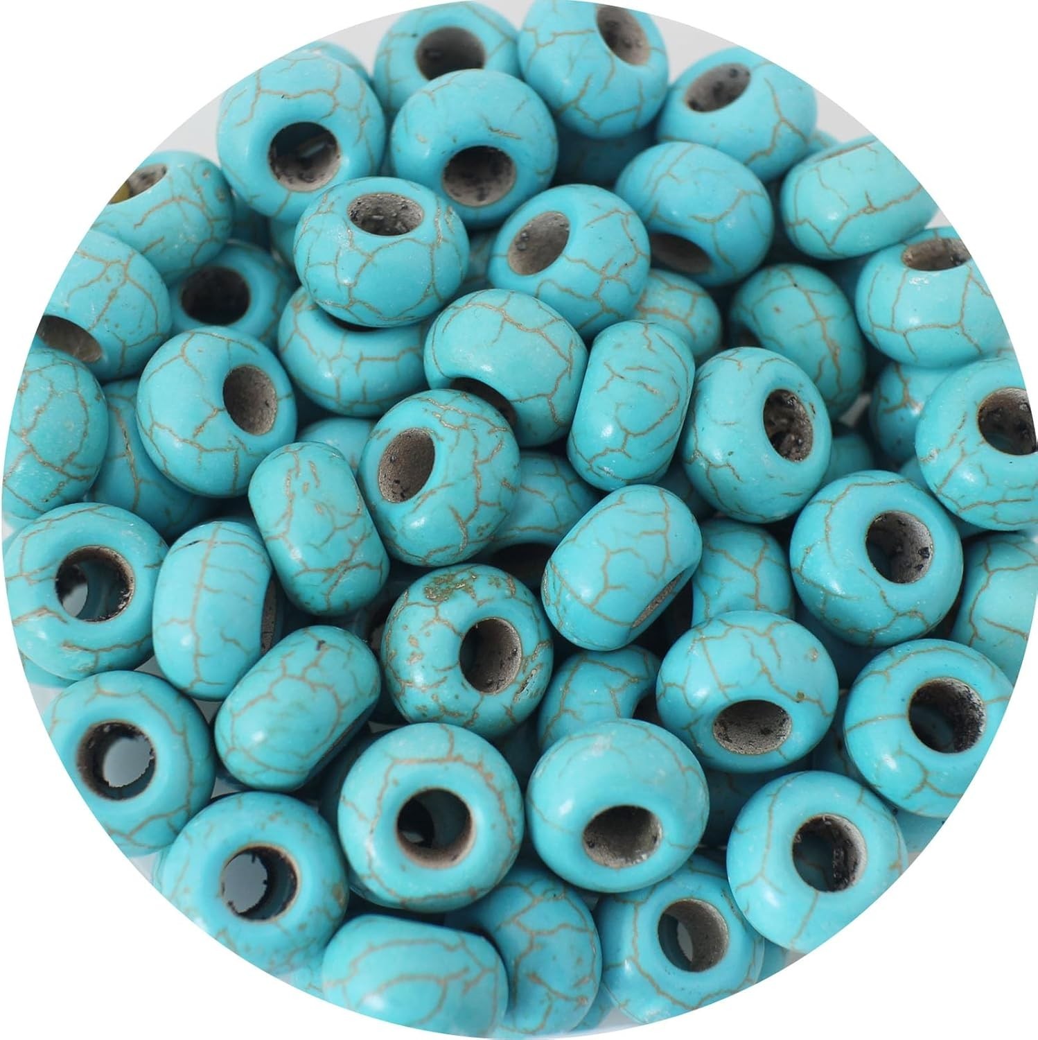 Turquoise Large Hole Beads for Jewelry Making – 100pcs 14mm European Gemstone Ho