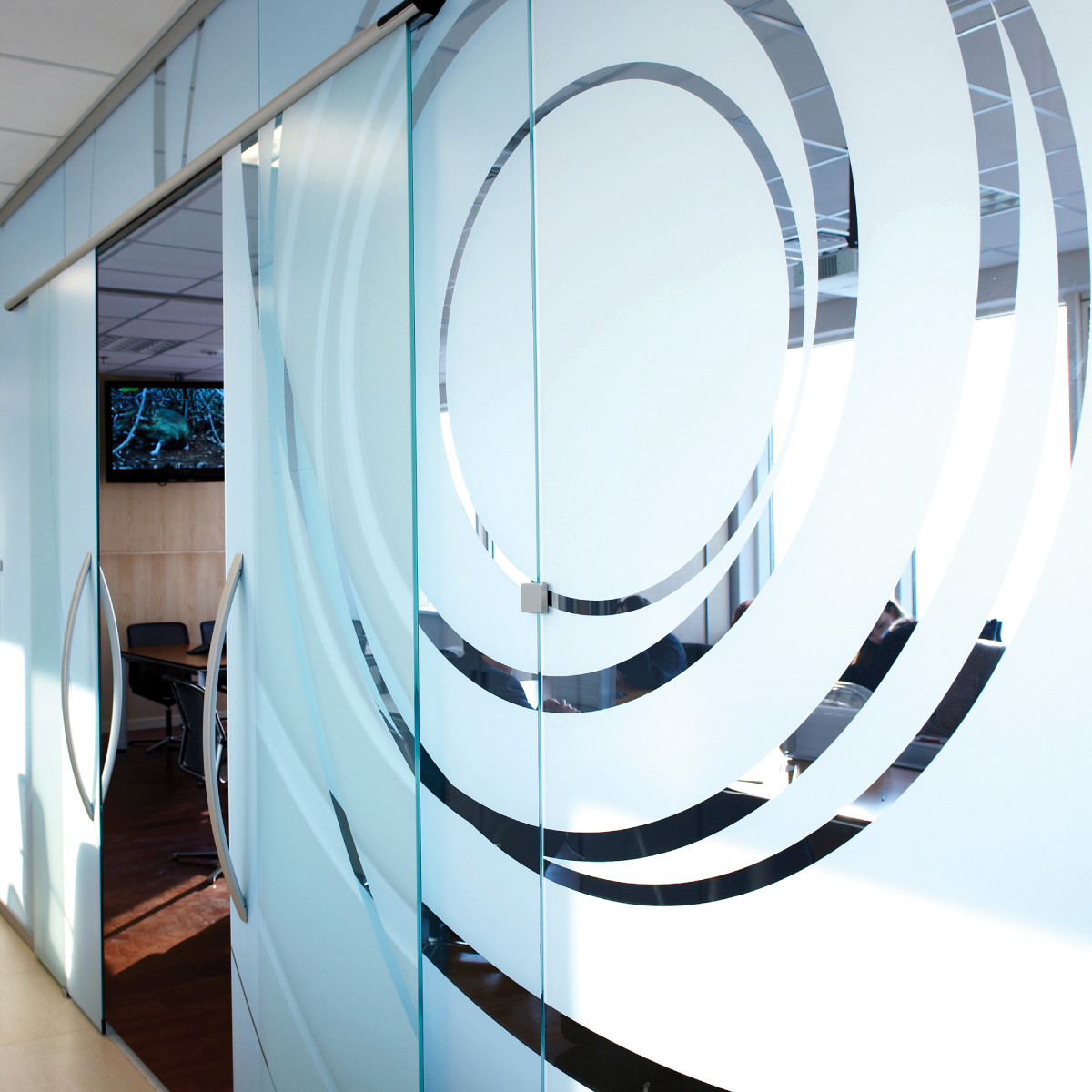 Frosted White Etch-Glass Office Privacy Window Self-Adhesive Vinyl Solvent Latex