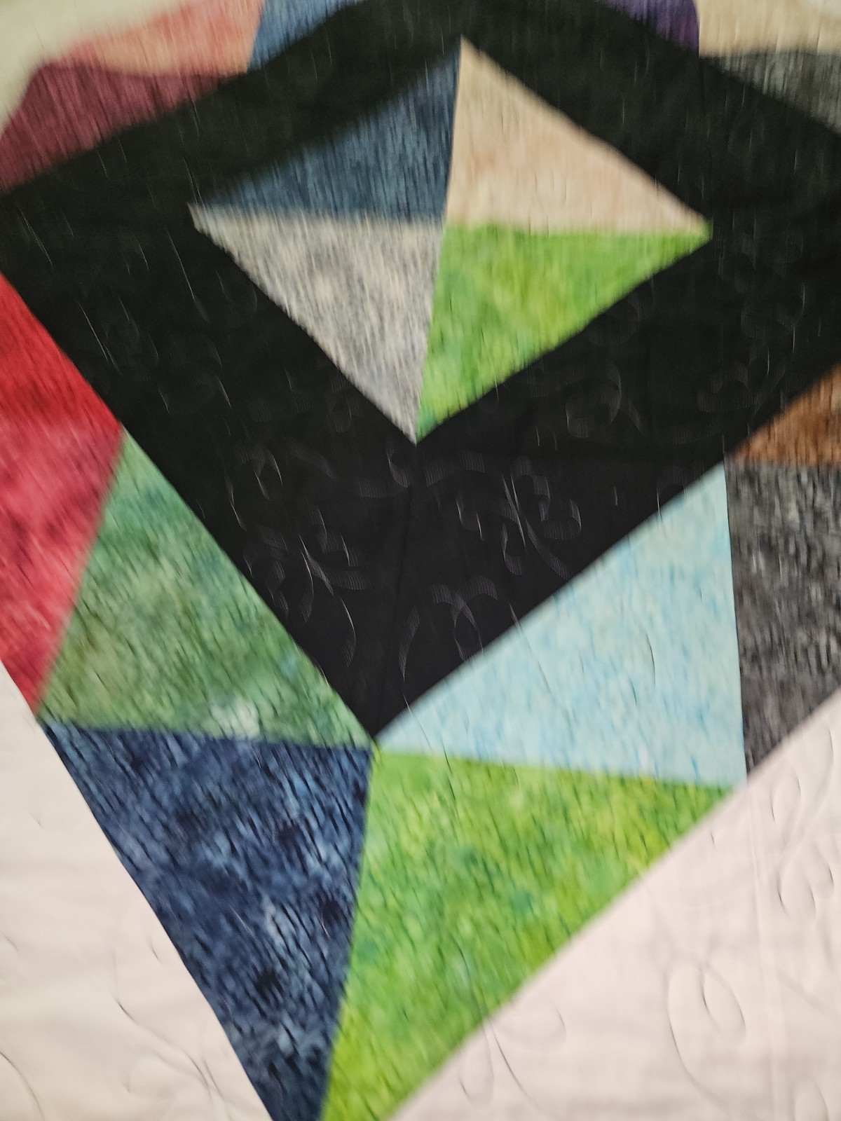 Handmade Modern Batik Patchwork Quilt Multicolor 90″ X 72″ Wonderful Condition