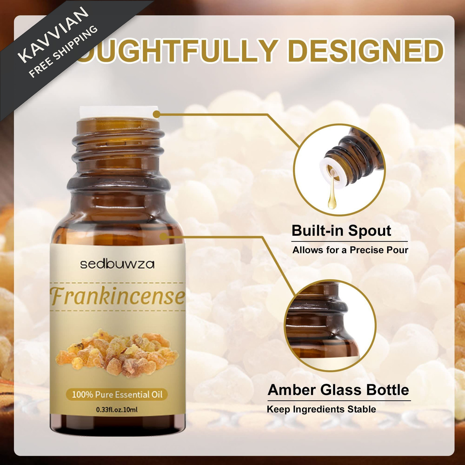 Sedbuwza Myrrh Frankincense 0.33 Fl Oz (Pack of 2), +