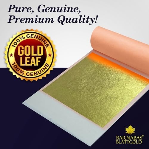 23.5K Gold Leaf Sheets – 25 Pack, 3.1″ for Arts, Crafts & Painting – Real Gold T