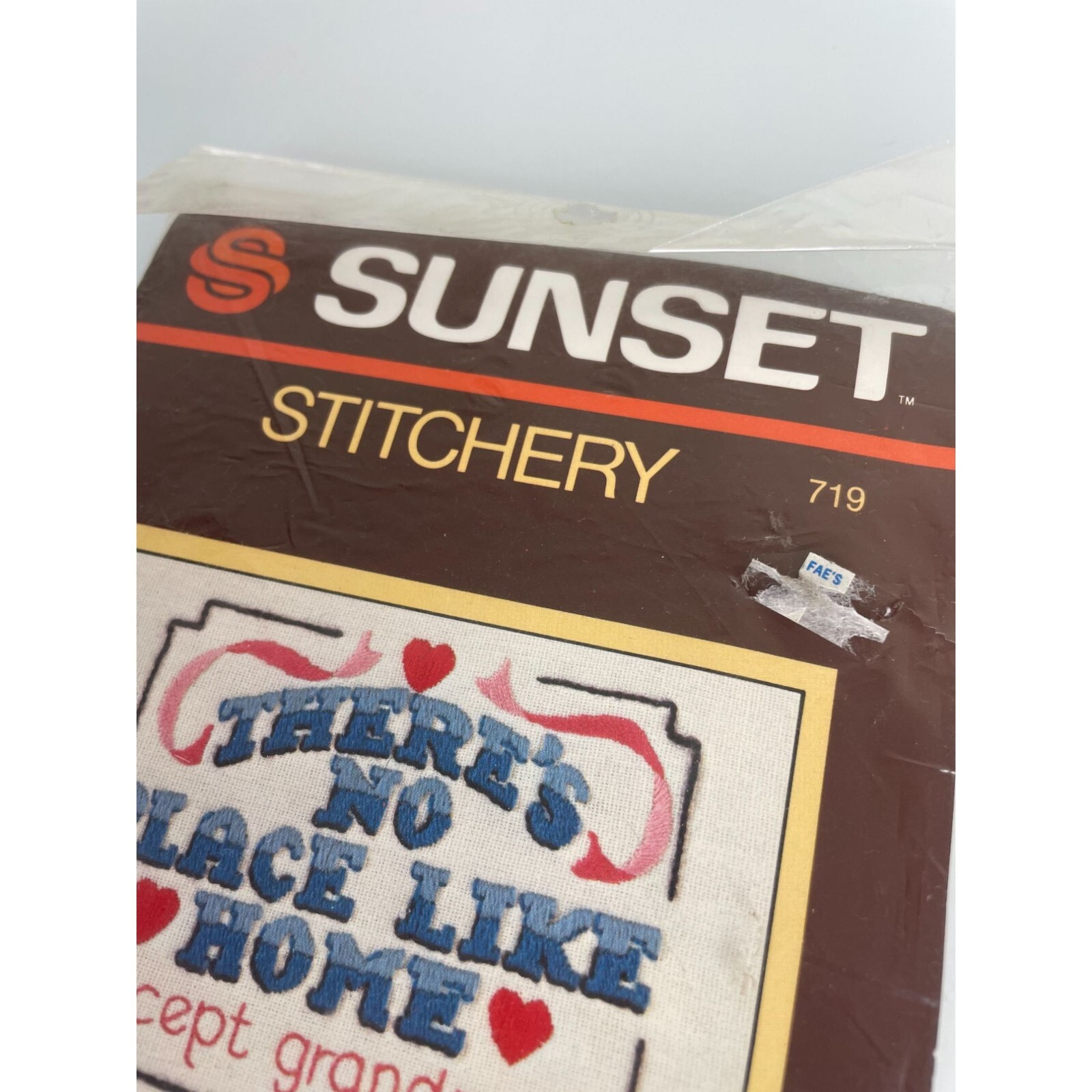 VTG Sunset Stitchery Embroidery Kit There’s No Place Like Home Except Grandma’s