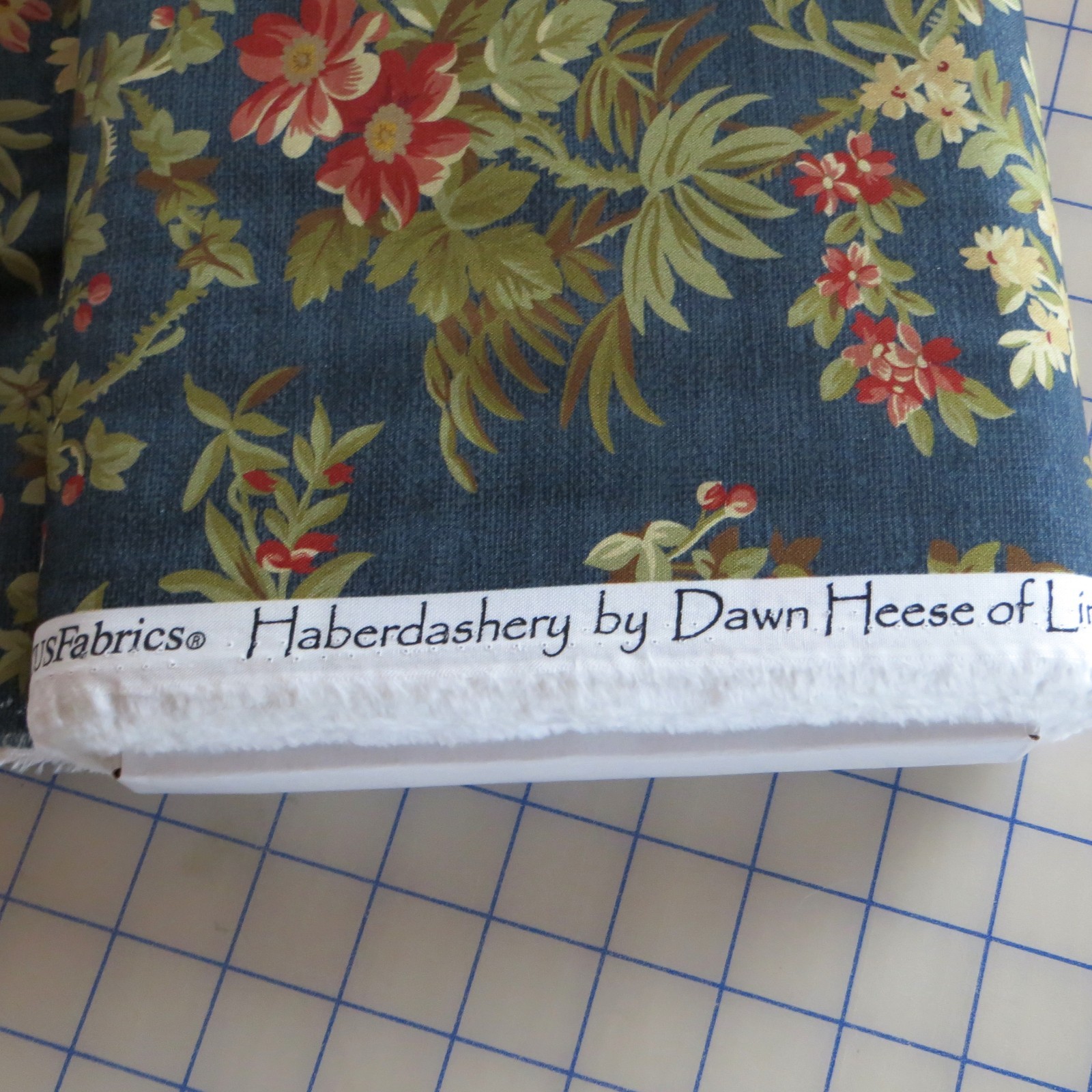 By The Yard ~ Haberdashery French Floral On Navy, $3.99 Ships ANY Amount Fabric