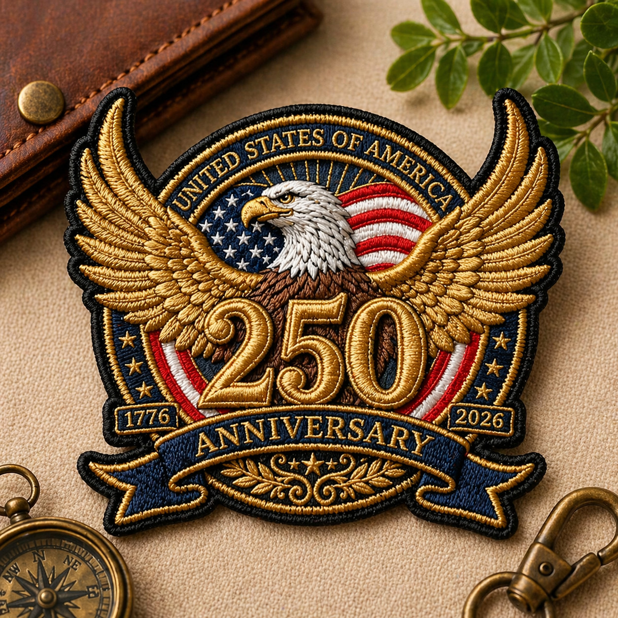 Embroidered USA 250 Anniversary Patch, 250th Anniversary Gifts, Eagle Design