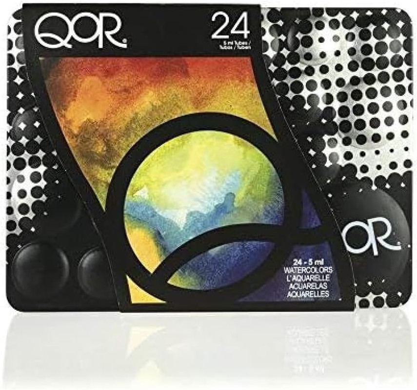 QoR 24 Color Set by GOLDEN, 24 x 5 ml tubes, Professional Watercolor Paint Set