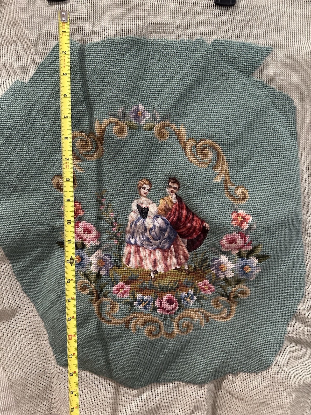 Jolles Austria Tram petit Needlepoint Tapestry Victorian Couple Blue floral