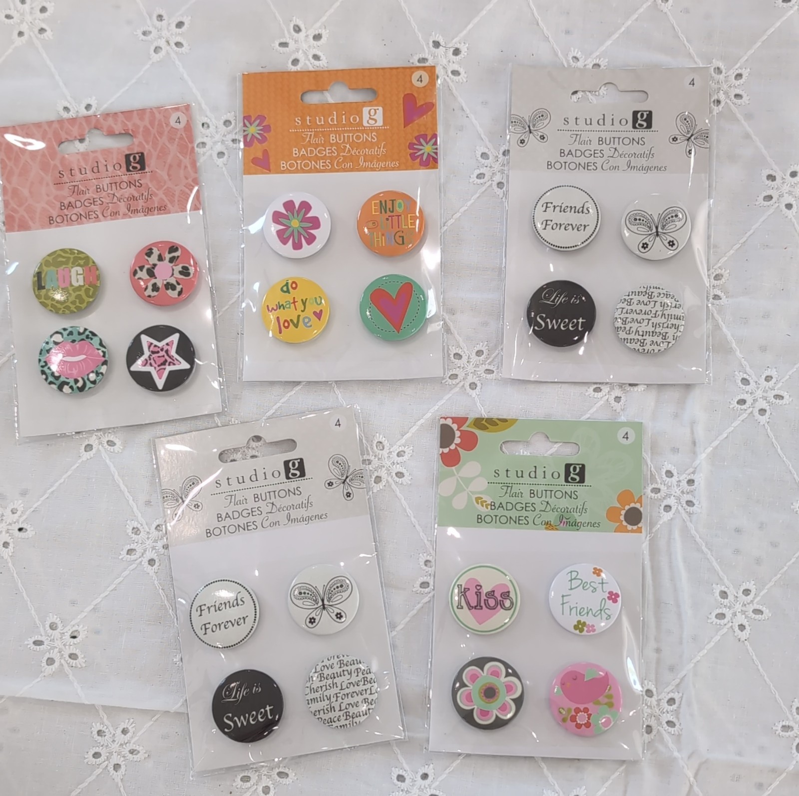 studio g Flair Buttons Scrapbooking Embellishments Lot of 5 Packs