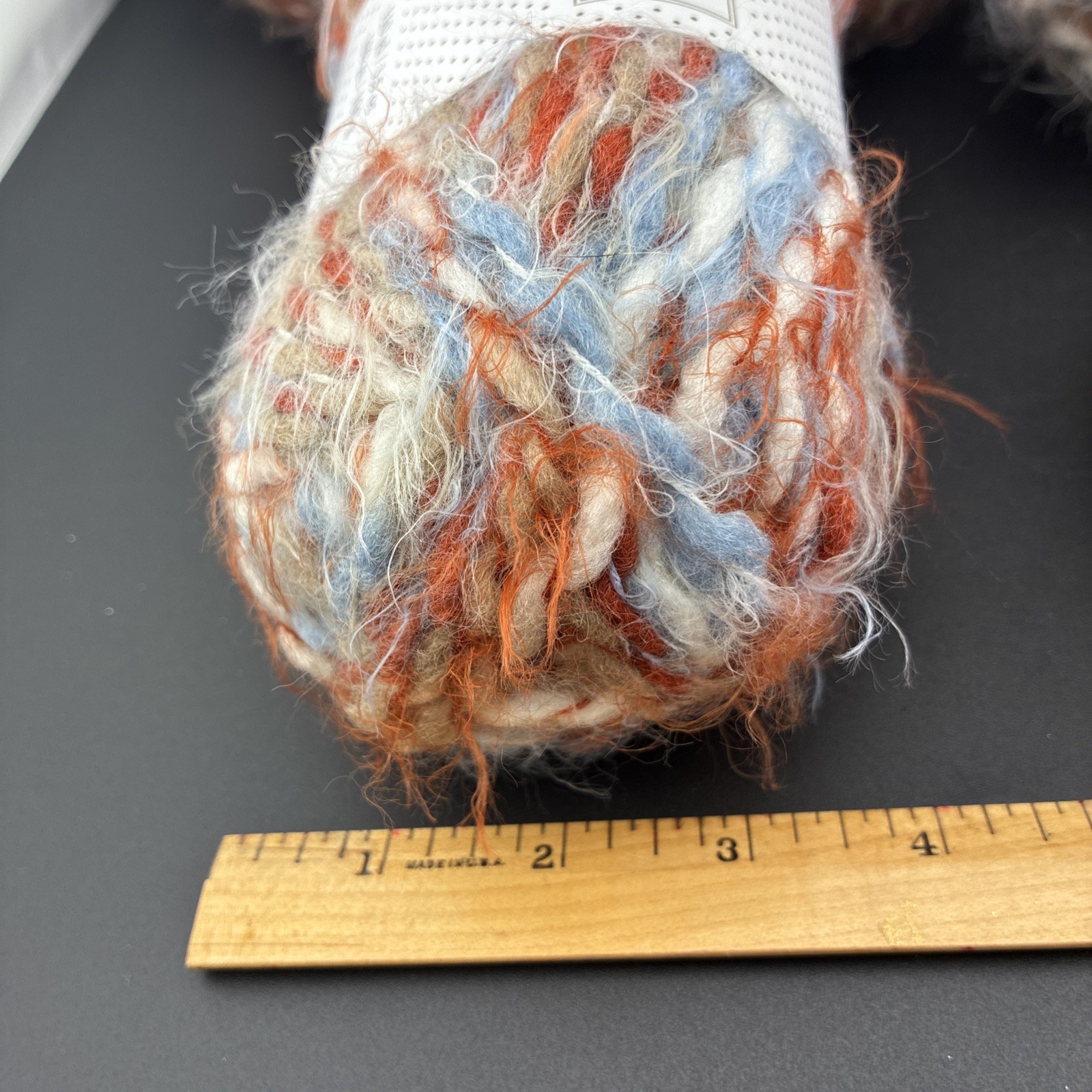 5 Skein Buttercream Luxe Craft Angel Hair Rust Blue Wool Blend 110 Yrds/3.5oz Ea