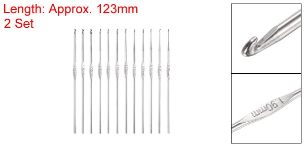 Stainless Steel Crochet Hook Set 0.6mm-1.9mm Knitting Needles 24Pcs