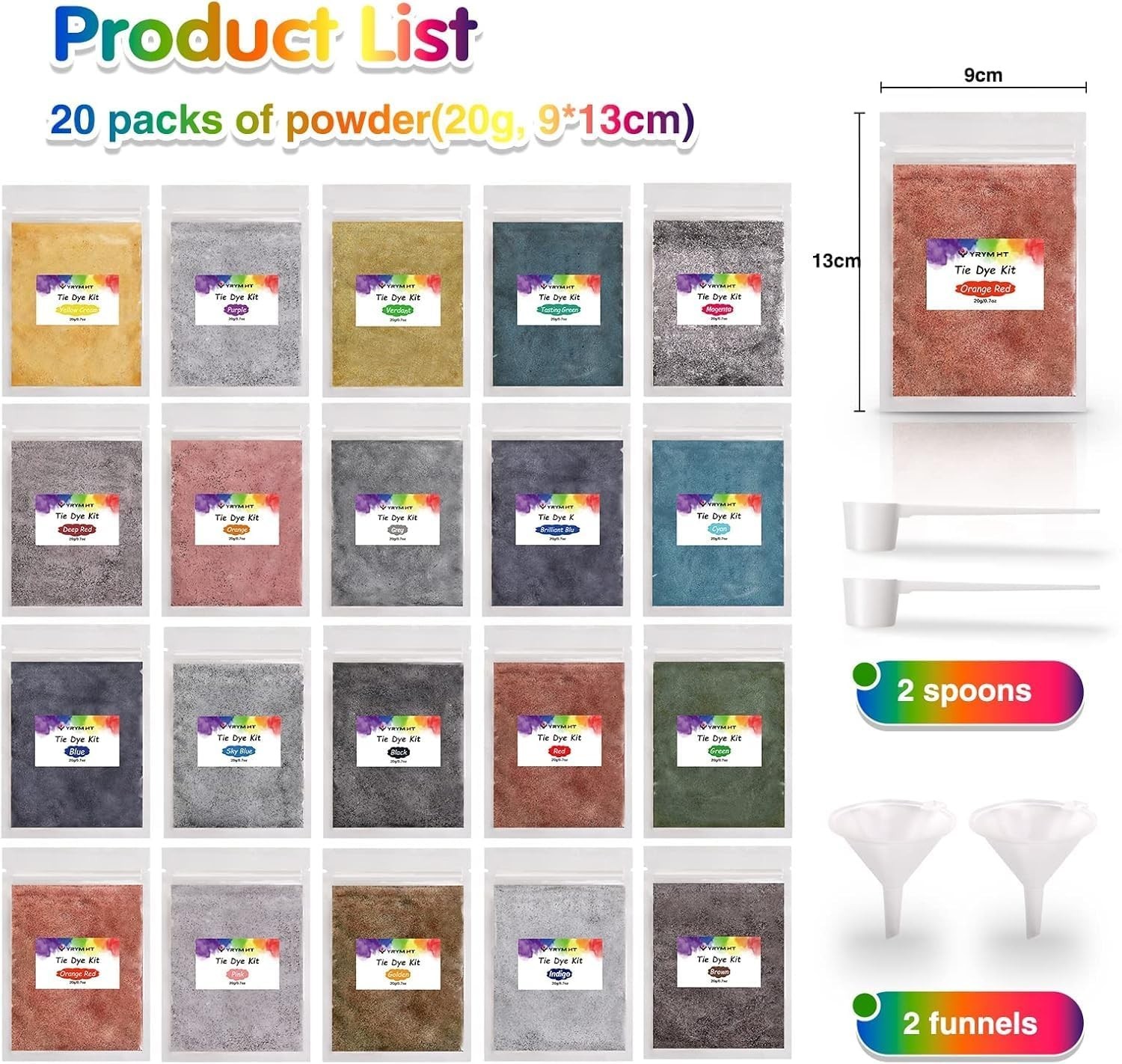 Eco-Friendly Tie Dye Powder 400g – 20 Vibrant Colors, No Soda Ash Needed