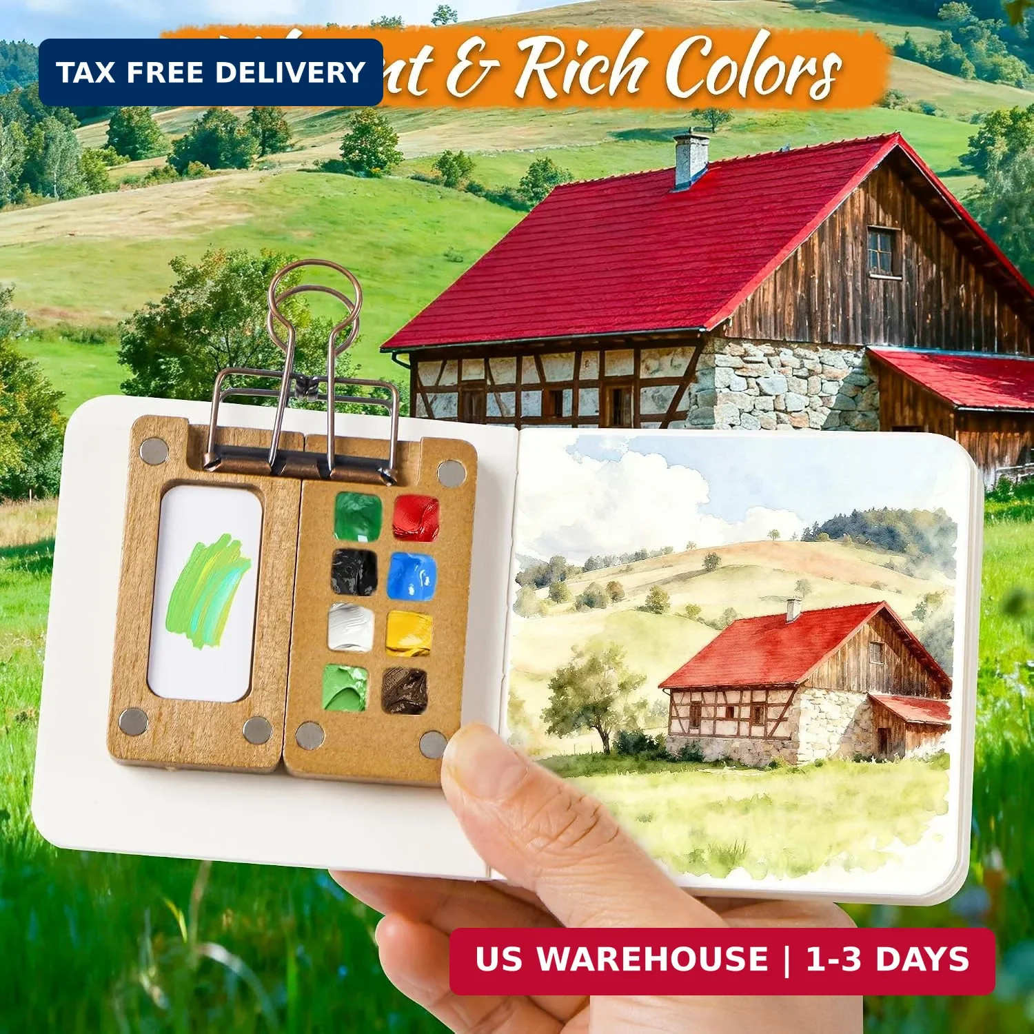 Mini Watercolor Paint set, Portable Watercolor Paint Travel Set, 12 Color Pocket