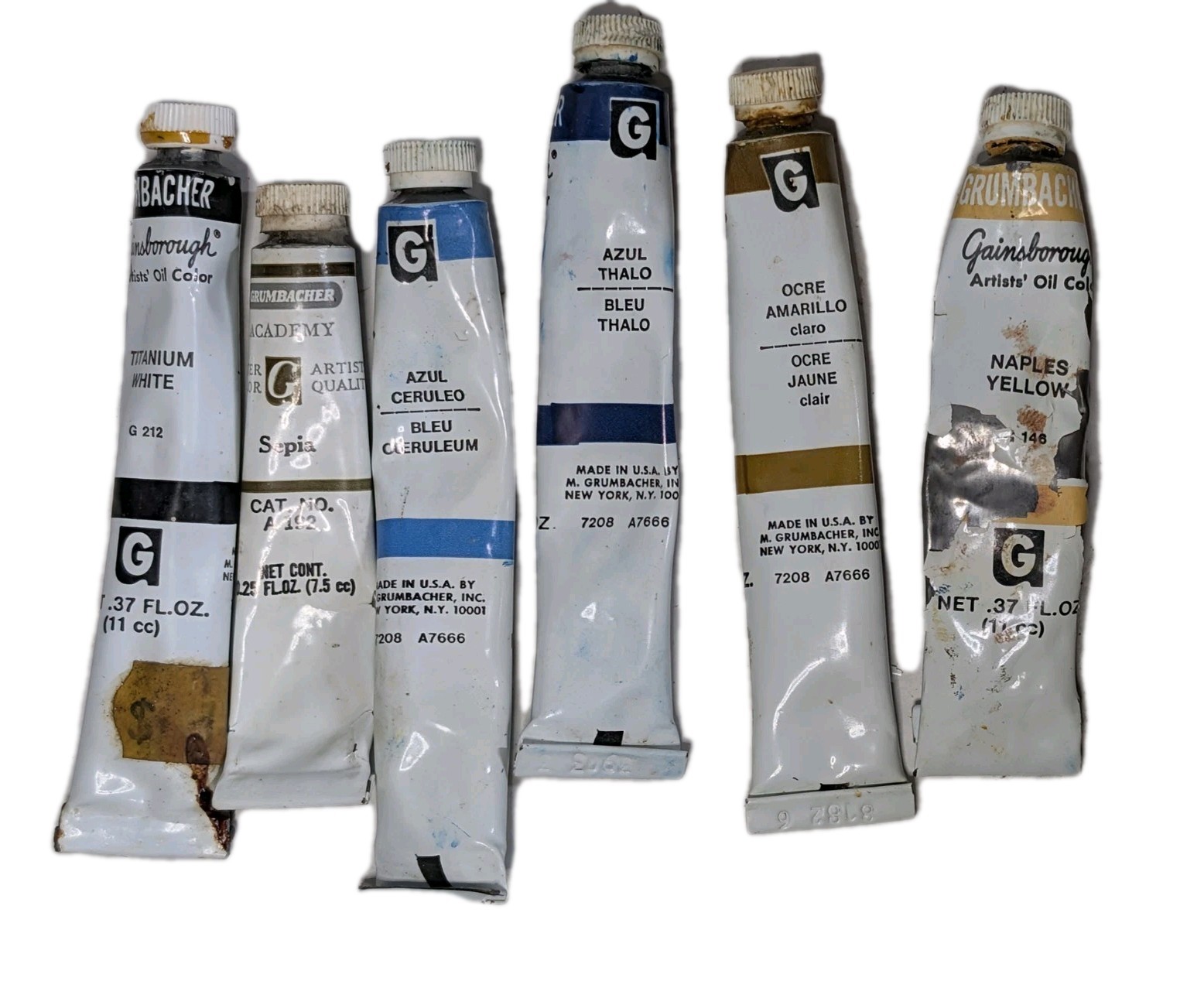 Vintage Grumbacher Artists Oil Paint Lot Of 14 Naples Yellow Viridian Cerulean