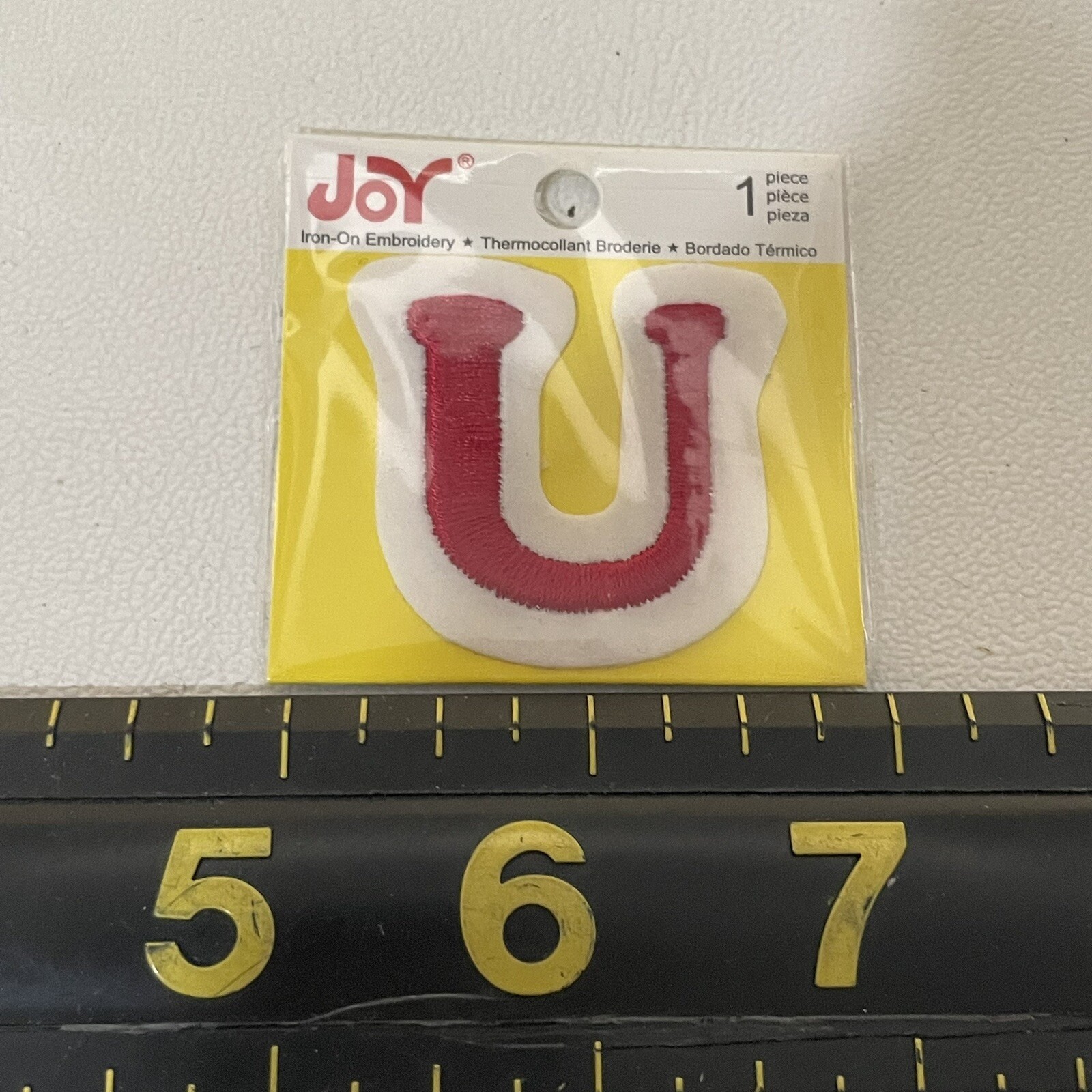 Small 1.5” Letter Initial U Patch (Red On White “U”) M010