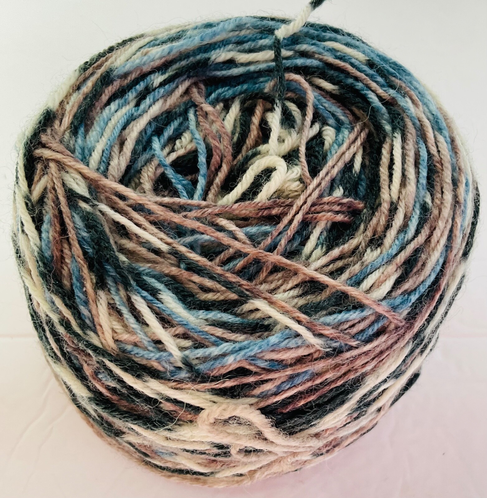 Sock Yarn New Unit of 1 No Label Wool/Nylon Brown/Blue/Cream