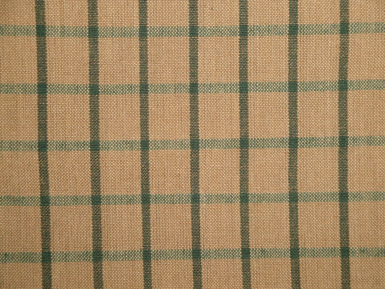 Tea Dye And Green Woven Window Pane Plaid Cotton Sewing Quilt Homespun Fabric