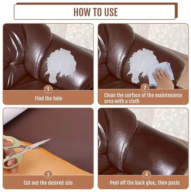 Self-Adhesive Leather-Repair-Patch Repair-Patch Refinisher-Cuttable Leather Sofa
