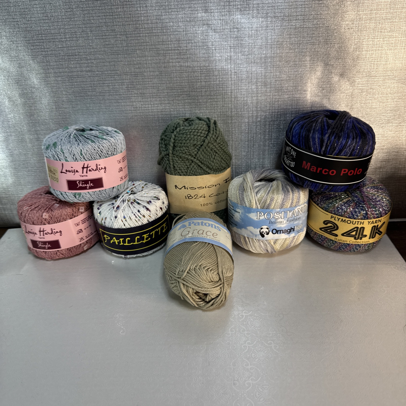 Yarn Lot of 8 Skeins Made In USA Italy Turkey Bulgaria Assorted Colors, Material