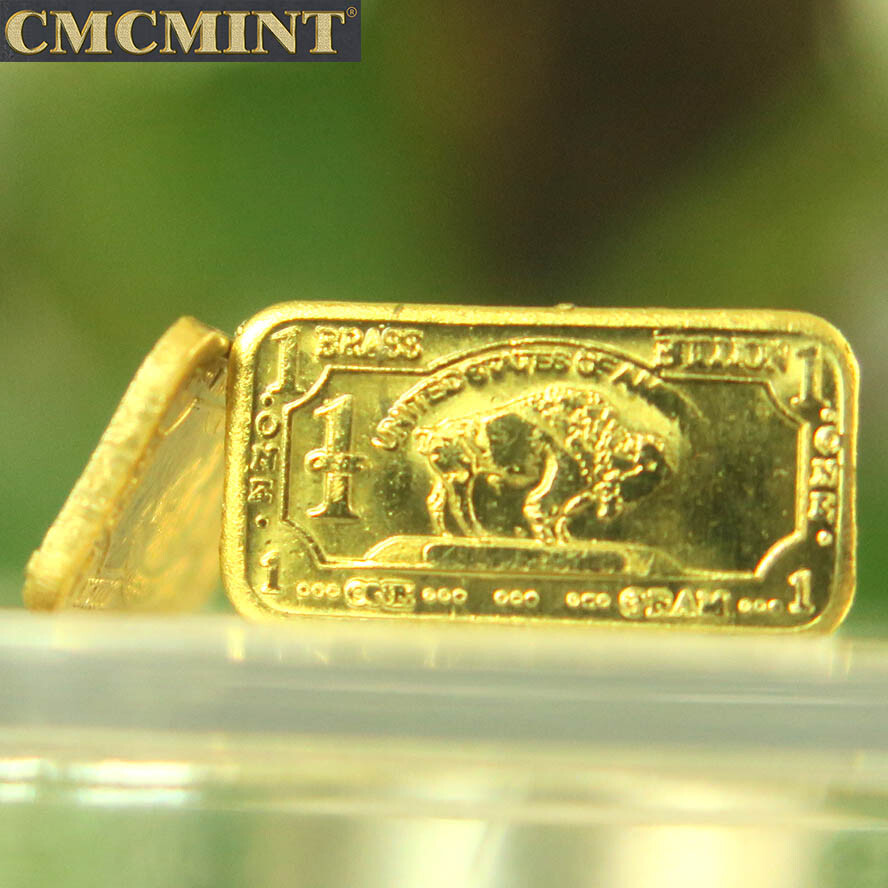 1 gram solid pure Brass buffalo bar, 10pcs/lot, free shipping to worldwide