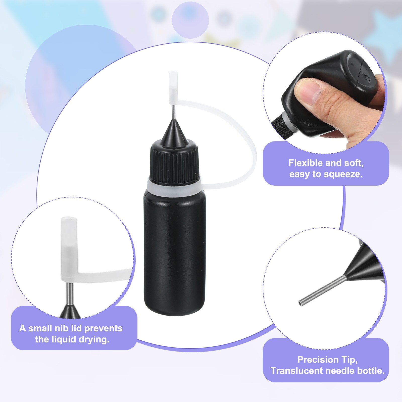 15Pcs Needle Tip Squeeze Bottle, 10ml/0.3oz Glue Tip Applicator Bottles