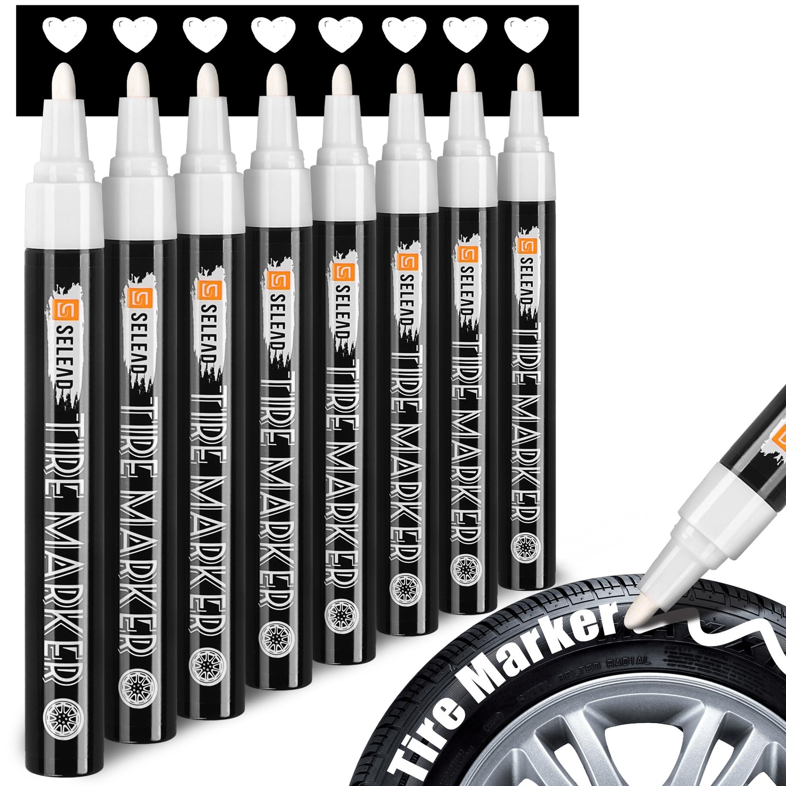 Tire Marker White 8 Pack Paint Pens for Car Tires Lettering, Premium Profess…