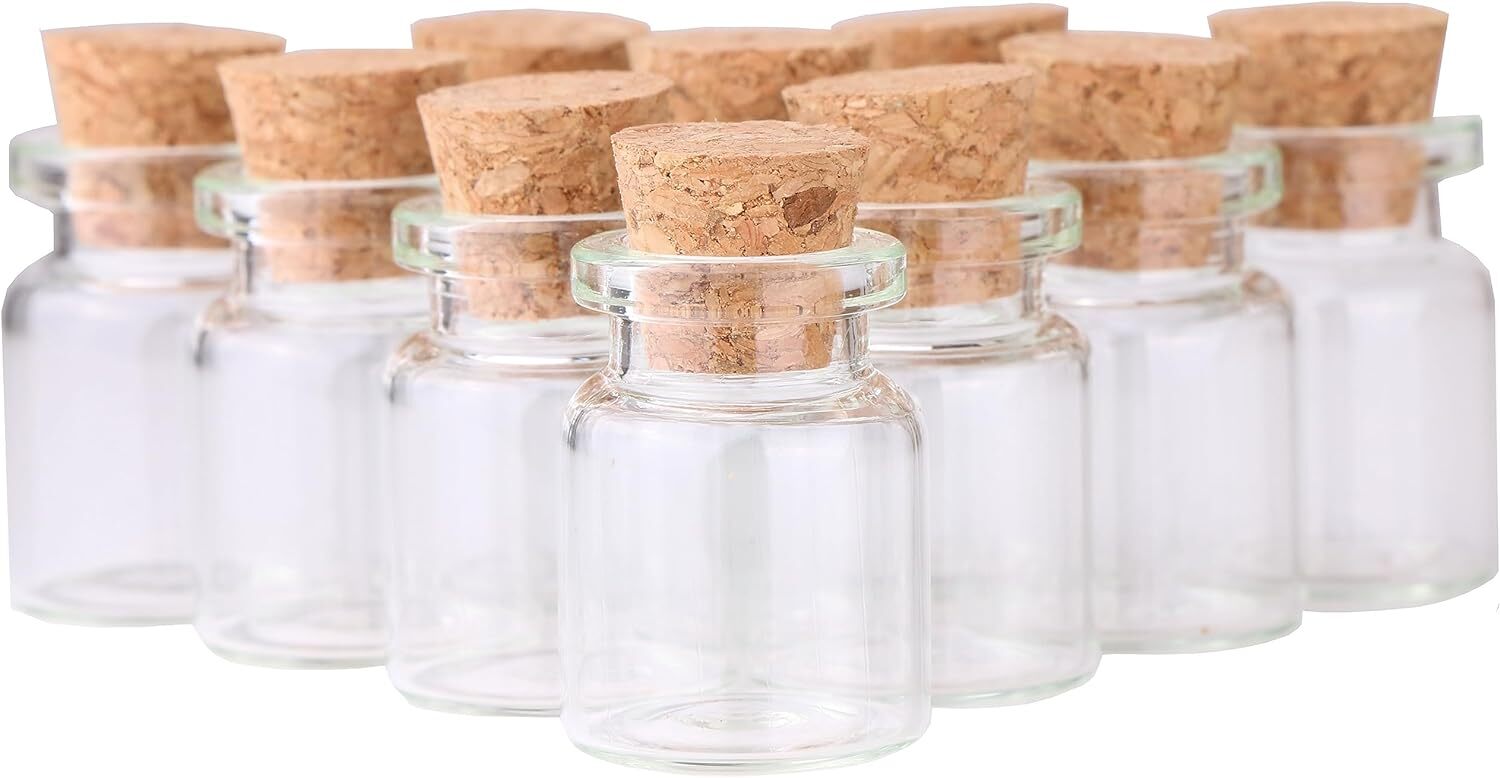 100 Count Small Glass Bottles with Corks,5ml Tiny Vials Clear Mini Jars Woode…