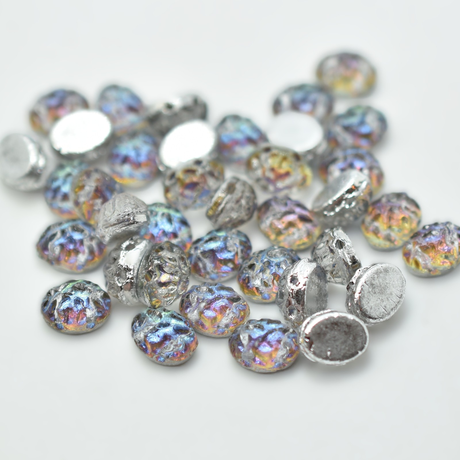 20 Beads – Baroque Oval 6x8mm 2-Hole Backlit Petro, Czech Glass