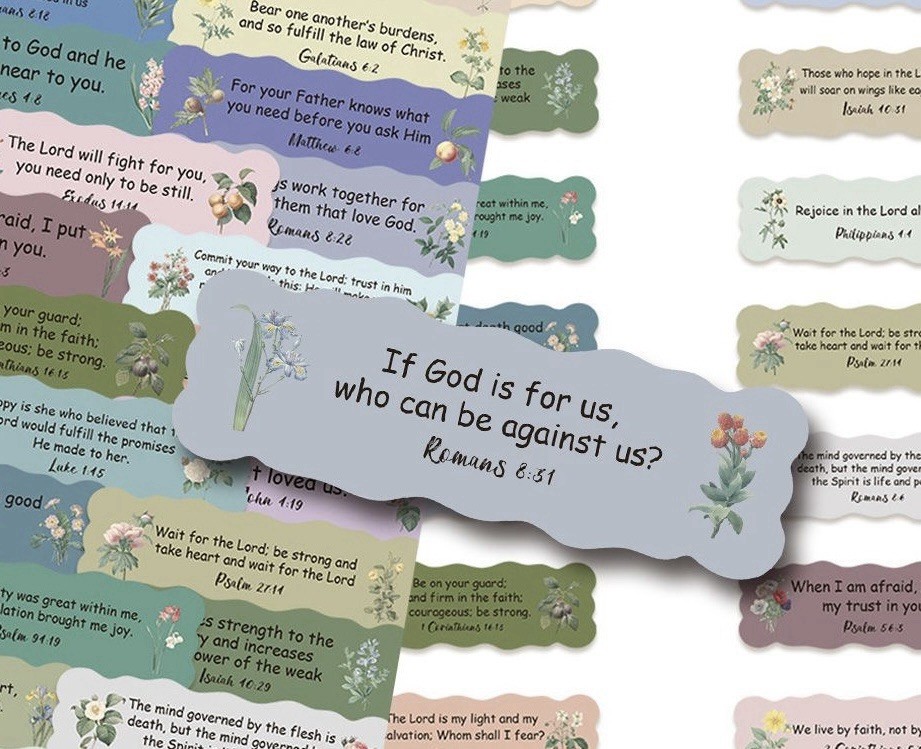 30Pcs Random Bible Verses Journaling Faith Label Wildflower Waterproof Stickers