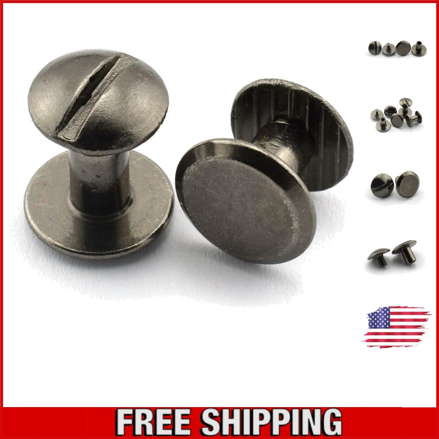 15 Sets Black Carbon Steel Chicago Screws – Durable Binding for Leather Crafts