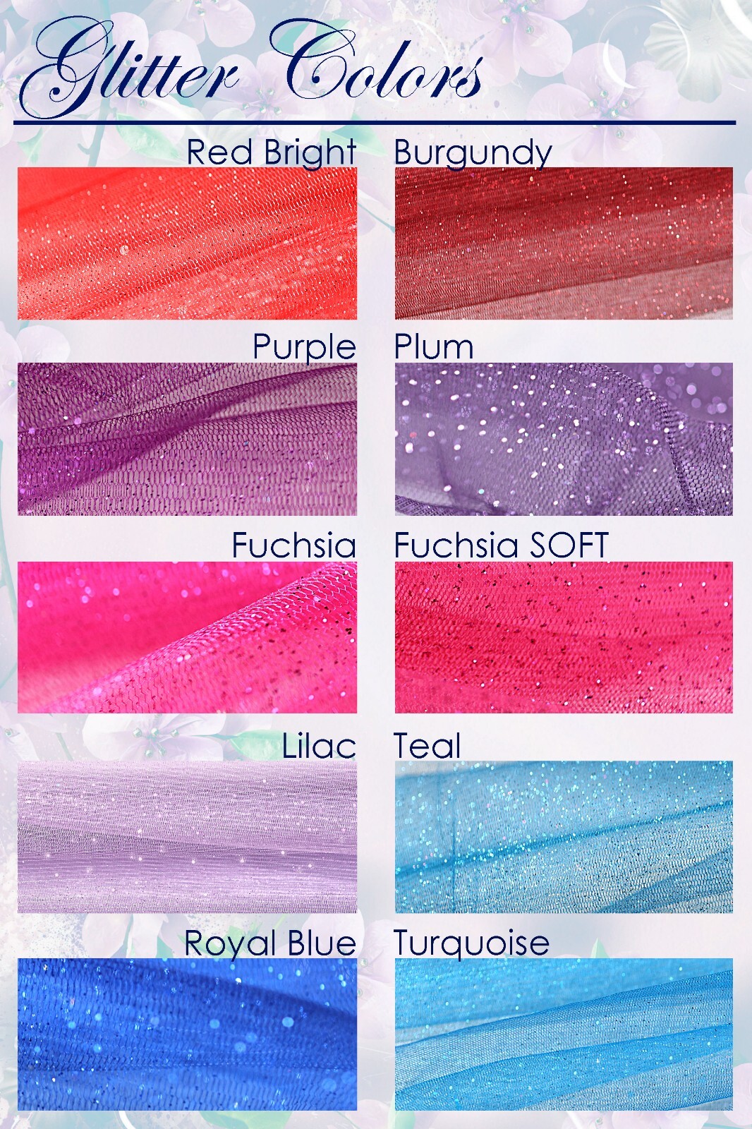 20 Colors Glitter Mesh Semi Soft Fabric By the Yard