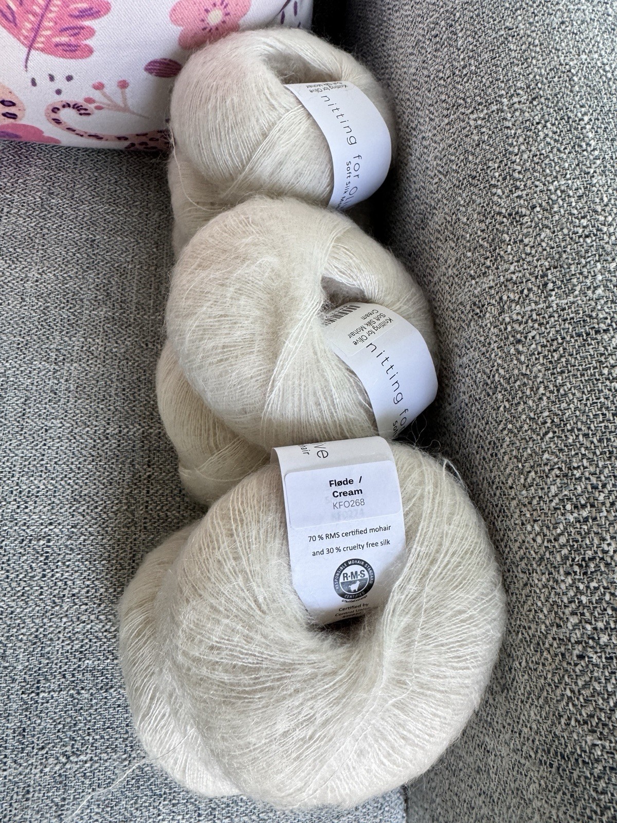 Knitting For Olive Merino Skeins (14) and Silk Mohair (9) Cream NEW